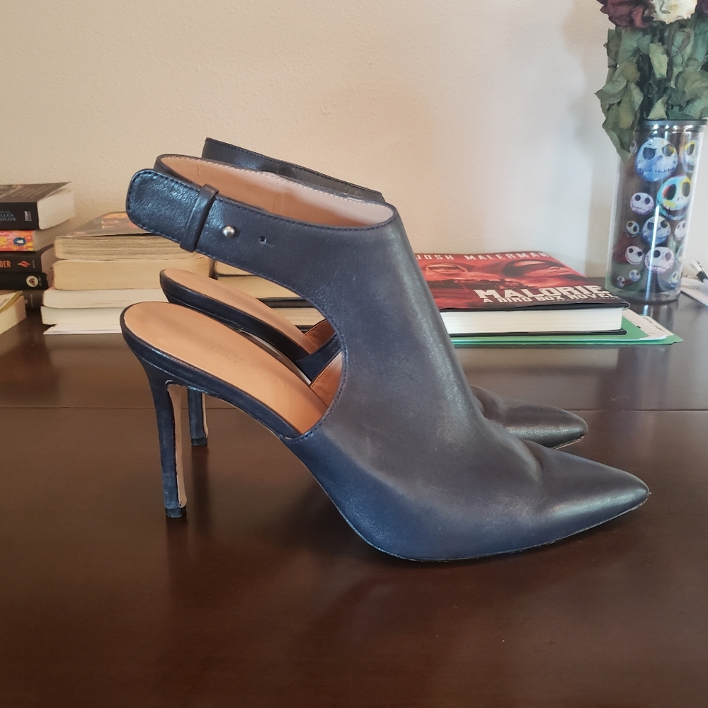 SOLD Halston Heritage Betty Ankle Strap Heels Leather Booties